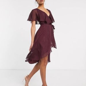 Purple shimmer wrap dress